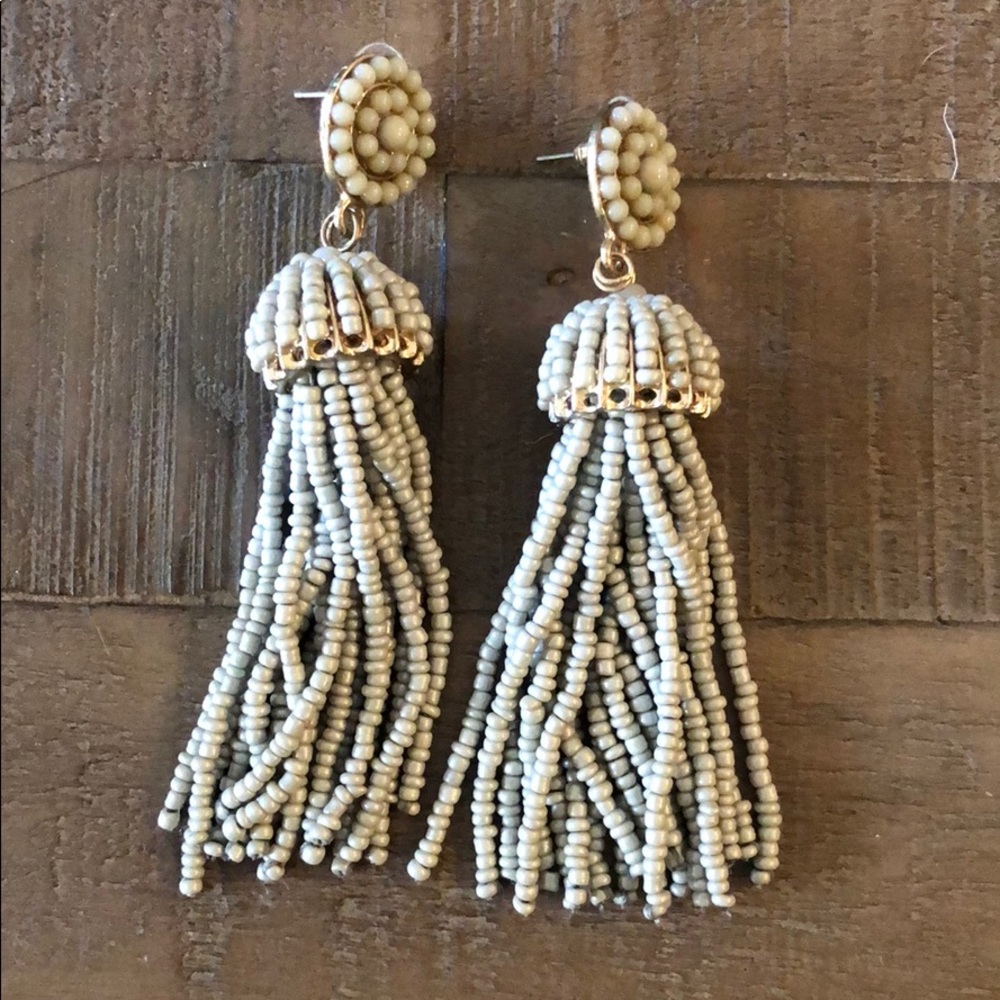 Grey Beaded Earrings